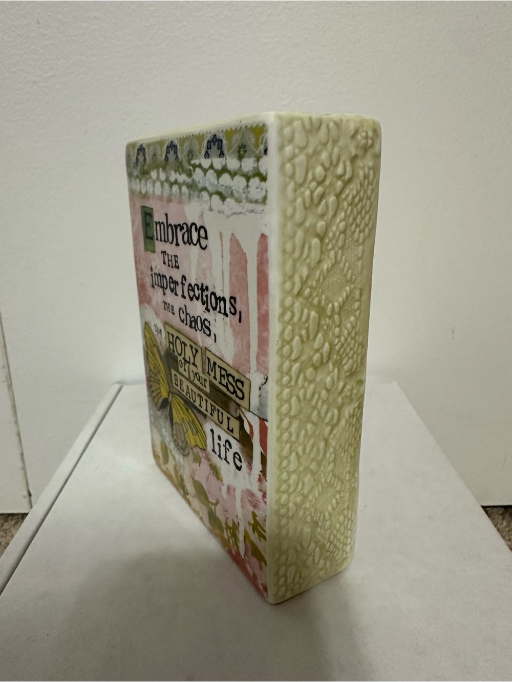 Kelly Rae Roberts Embrace the Imperfections Art Plaque - Yellow Butterfly - Picture 3 of 4
